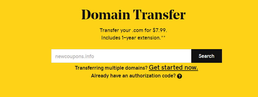 $0.99 GoDaddy Domain Transfer Coupon November 2023 – Free 1-Year Extension