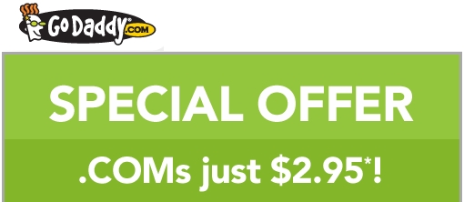 Get a .COM domain only $2.95 at Godaddy