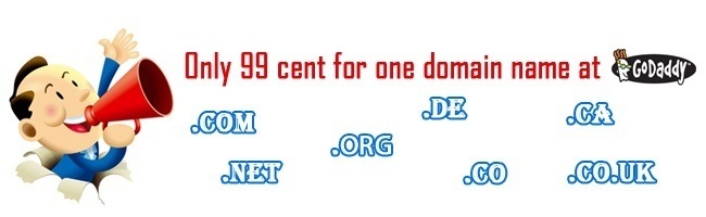 All Domain Names Have Price 99 cent at GoDaddy.