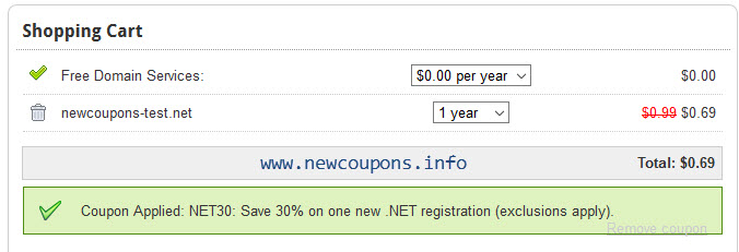 Domain.Com coupon: .COM $1.39, .NET $0.69, Limited Time