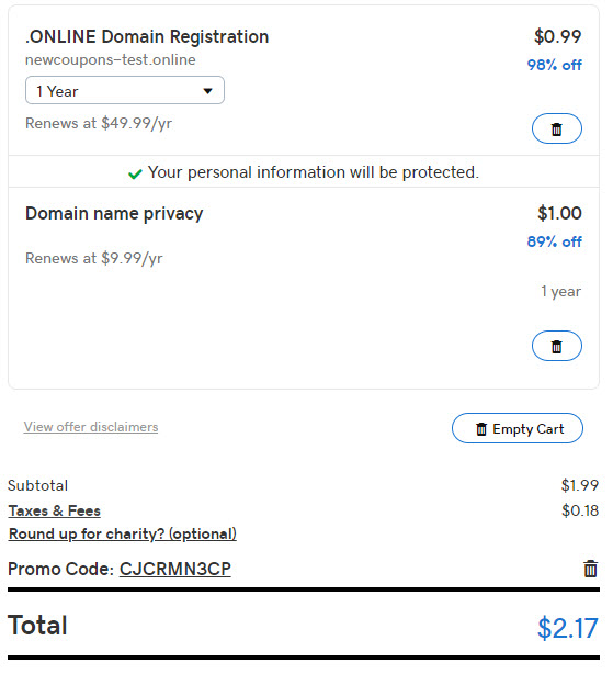 .Online Domain Only $0.99 + $1 Privacy Protection at GoDaddy