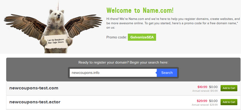 FREE domain name from Name.Com