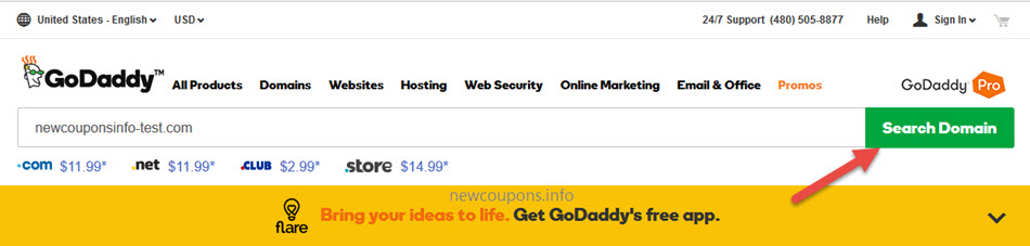 How to buy 4 domains just $18.53 at GoDaddy