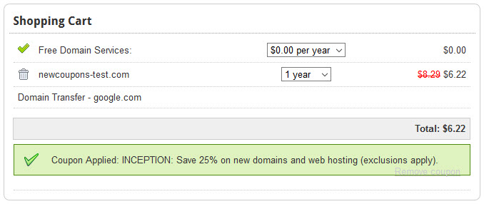Domain.Com Coupon Save 25%, can use for domain transfers
