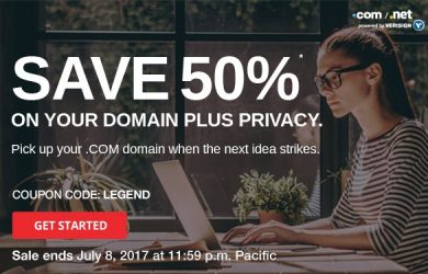 50% off domain com registration privacy