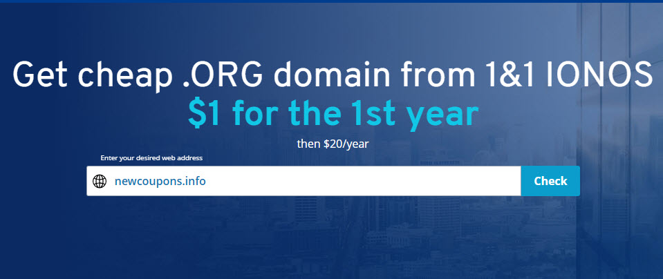 Get a .ORG For Just $1 at 1&1 IONOS – Free Whois Privacy