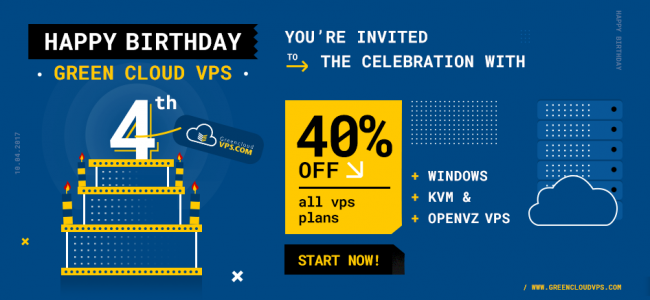 GreenCloudVPS 4th Birthday Offer: Up to 40% off recurring