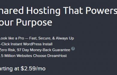 dreamhost shared starter web hosting plan