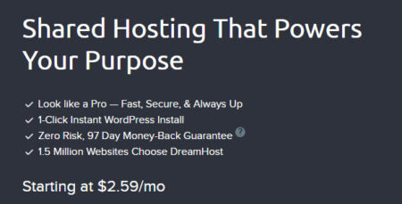 dreamhost shared starter web hosting plan