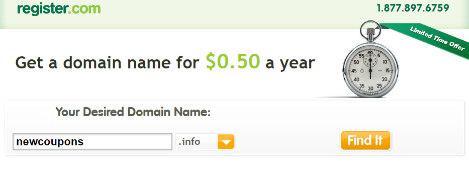 Grab Domains For $0.5 Each At Register.Com