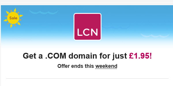 LCN.COM &#8211; Register .COM For Just £1.95 ($2.5)