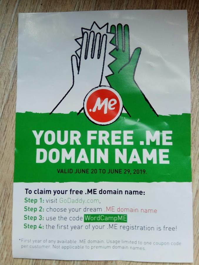 free .me domain name at godaddy