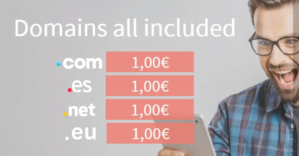 Register .COM/.NET/.EU/.ES Domain For €1 At Nominalia