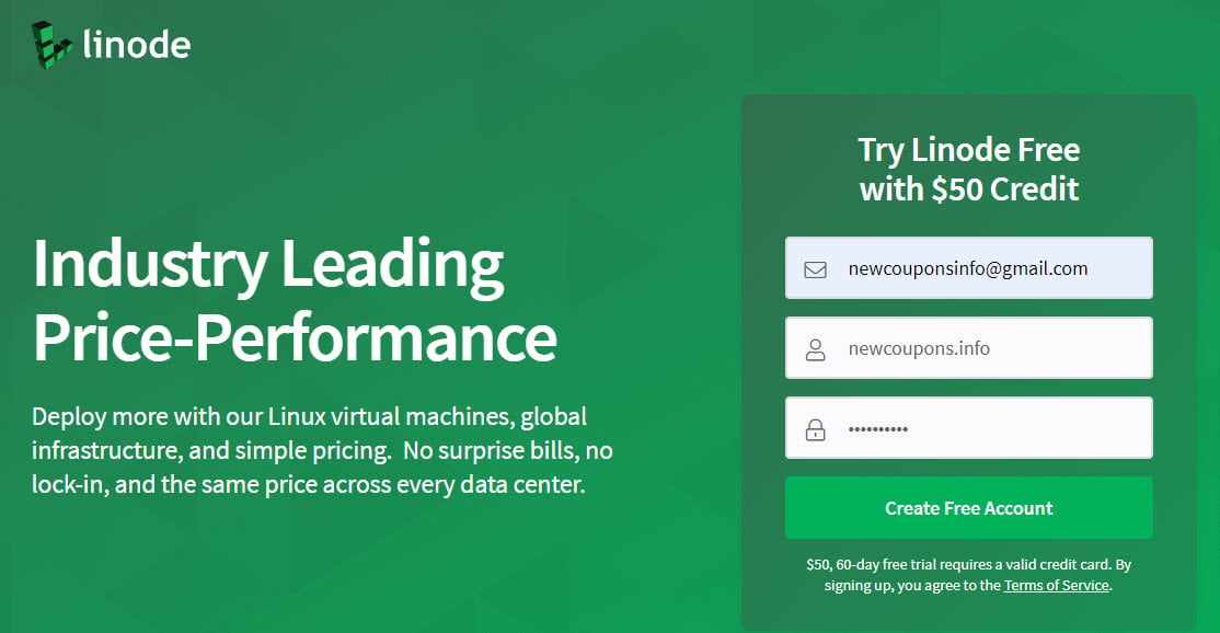 Free $50 Credit For Any New Accounts At Linode