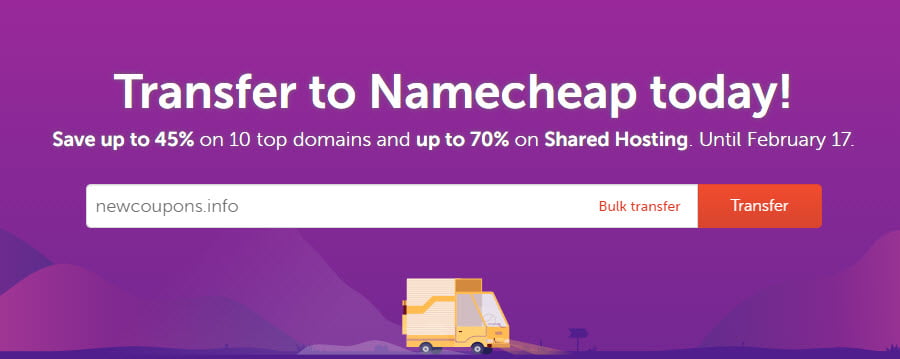 45% OFF NameCheap Domain Transfer Sale &#8211; Including .COM .NET