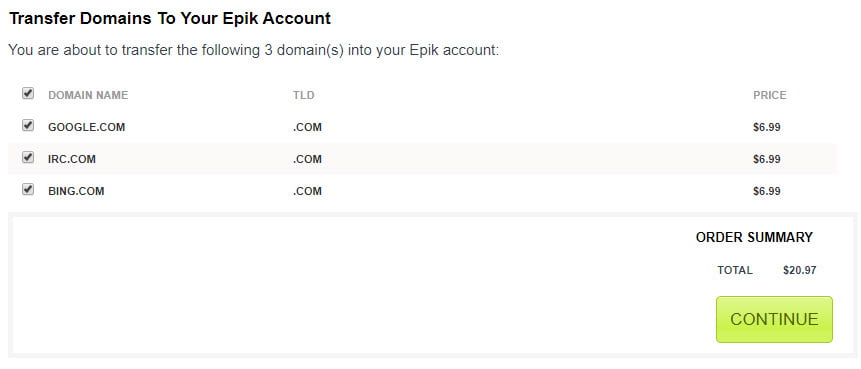 Epik Domain Transfer Offer &#8211; $6.99 .COM Transfers