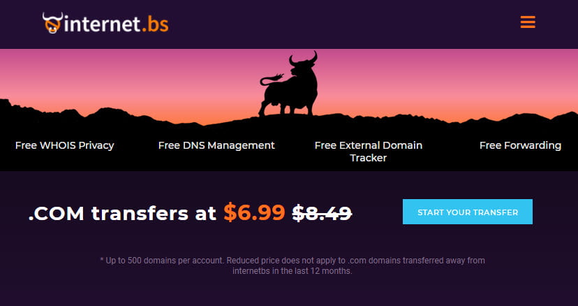 InternetBS &#8211; .COM Transfers For $6.99 &#8211; Free Privacy