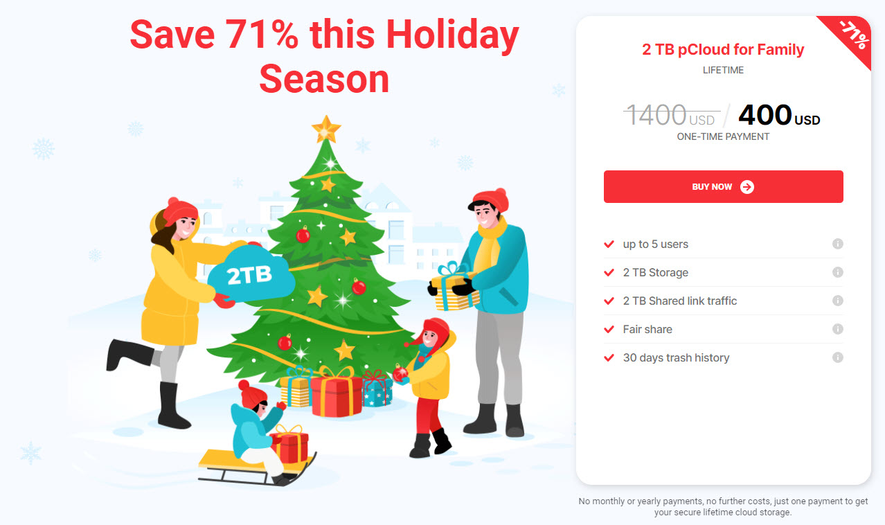 pCloud Xmas 2021 Sale &#8211; 71% OFF 2TB Family Lifetime Plan