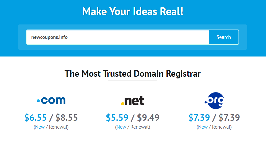 $6.55 .COM and $5.59 .NET Registration At Cosmotown
