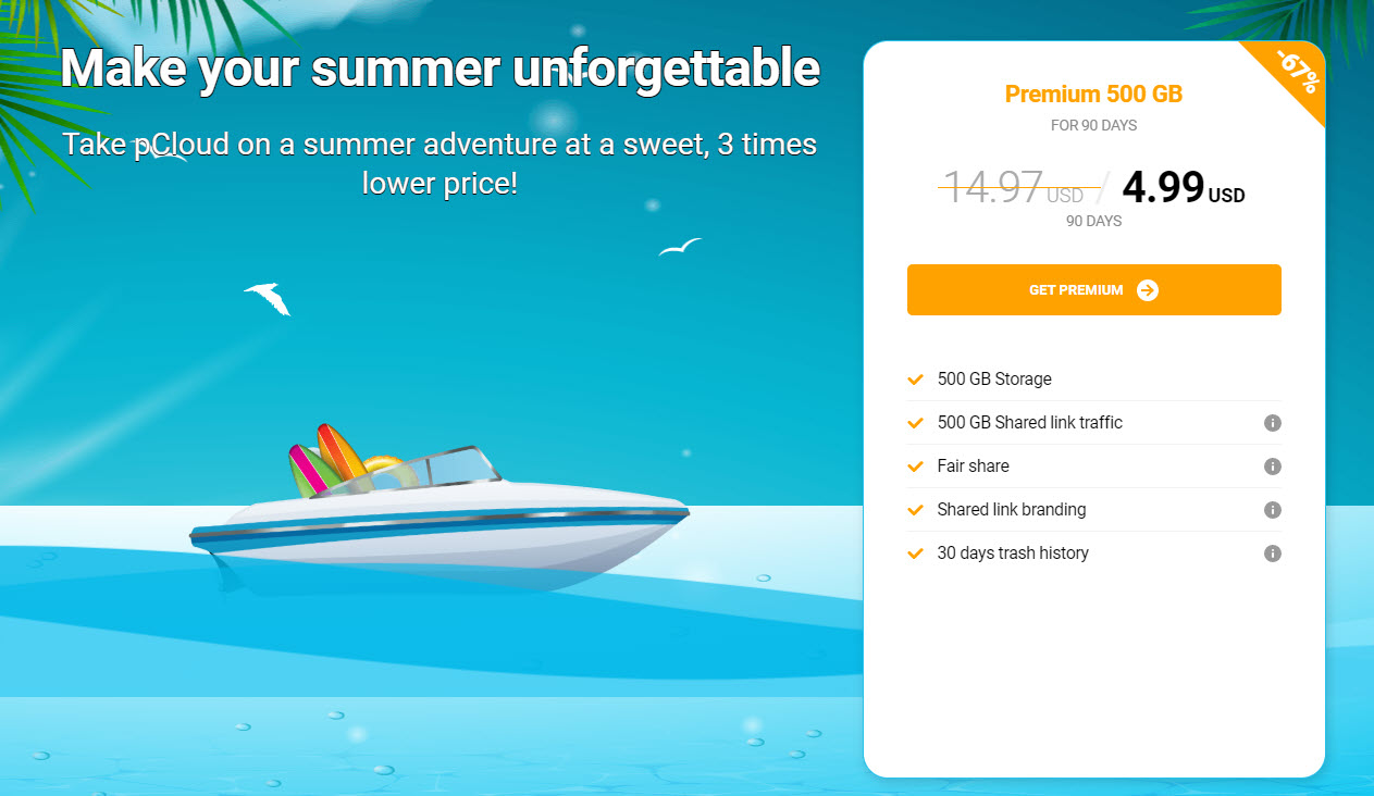 pCloud Summer Sale – 500GB Plan For $4.99 For 3 Months