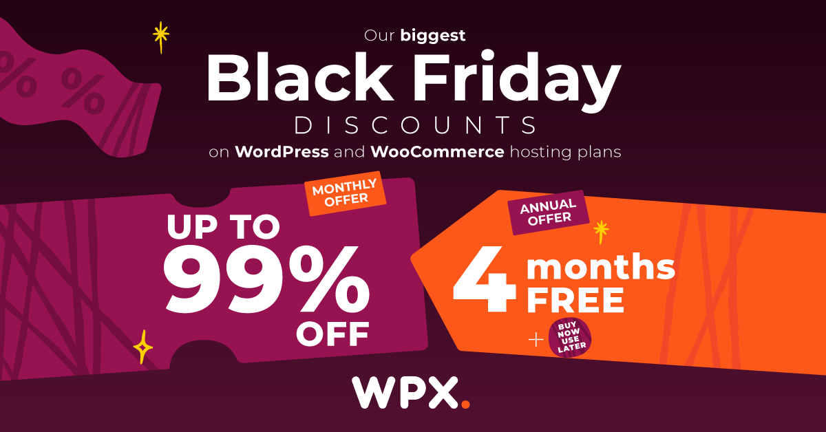 WPX Black Friday Sale 2023! Save Up To 99% + 4 Months Free